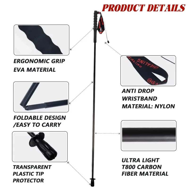 Okhealing Ultra Light Foldable Carbon Fiber Trekking Poles