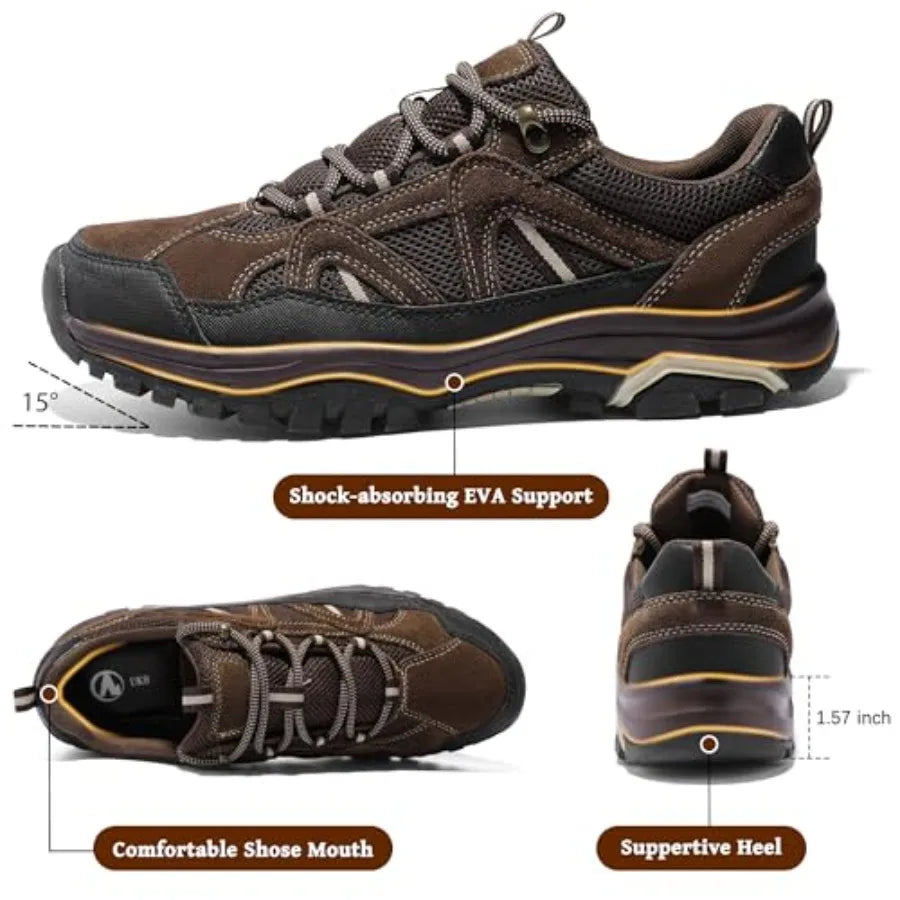 MIXIN Mens Hiking Shoes Lightweight Breathable Anti Slip Low Top
