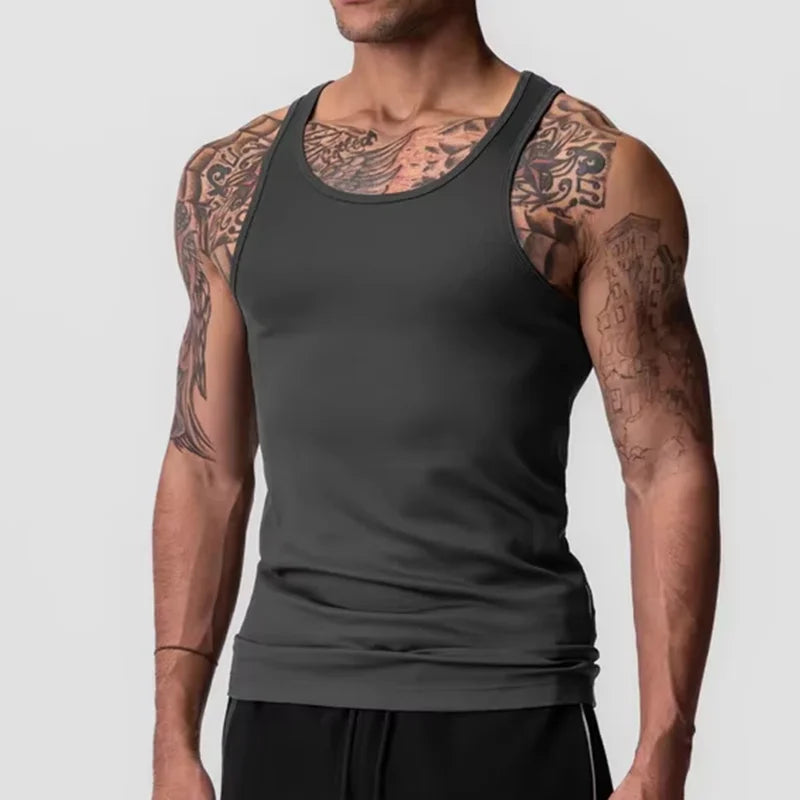 Mens Fitness Tank Top Men Fitness Sleeveless Shirt Male Screw Thread Breathable Sports Vest Undershirt Running Vest Me