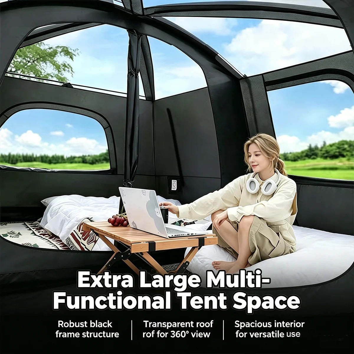 YC-01 Outdoor Camping Tent With Extendable Canopy For All Seasons