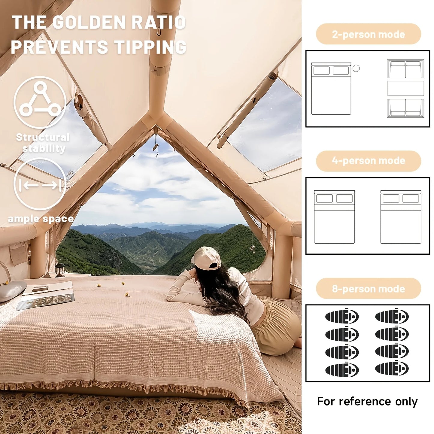Large Inflatable Camping Tent With Skylight And Quick Air Flow Mesh