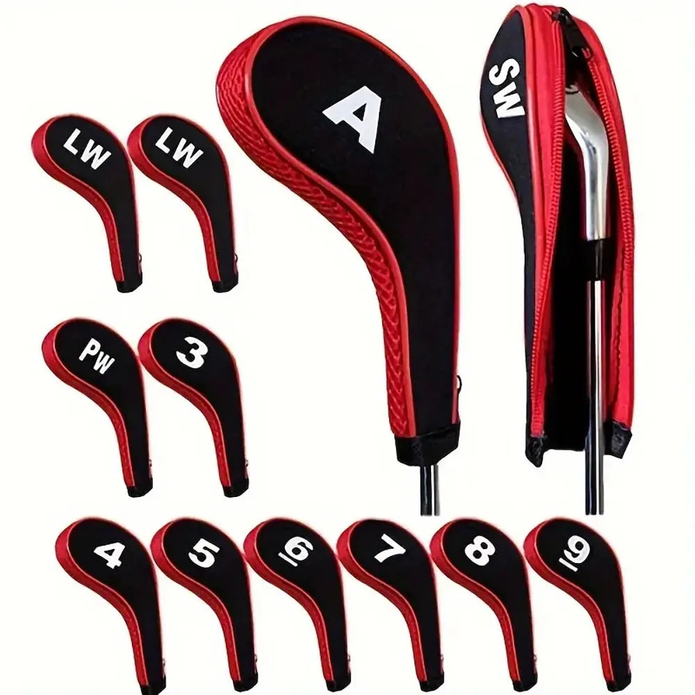 Neoprene Golf Club Covers 12-Piece Set with Zippered Driver Heads