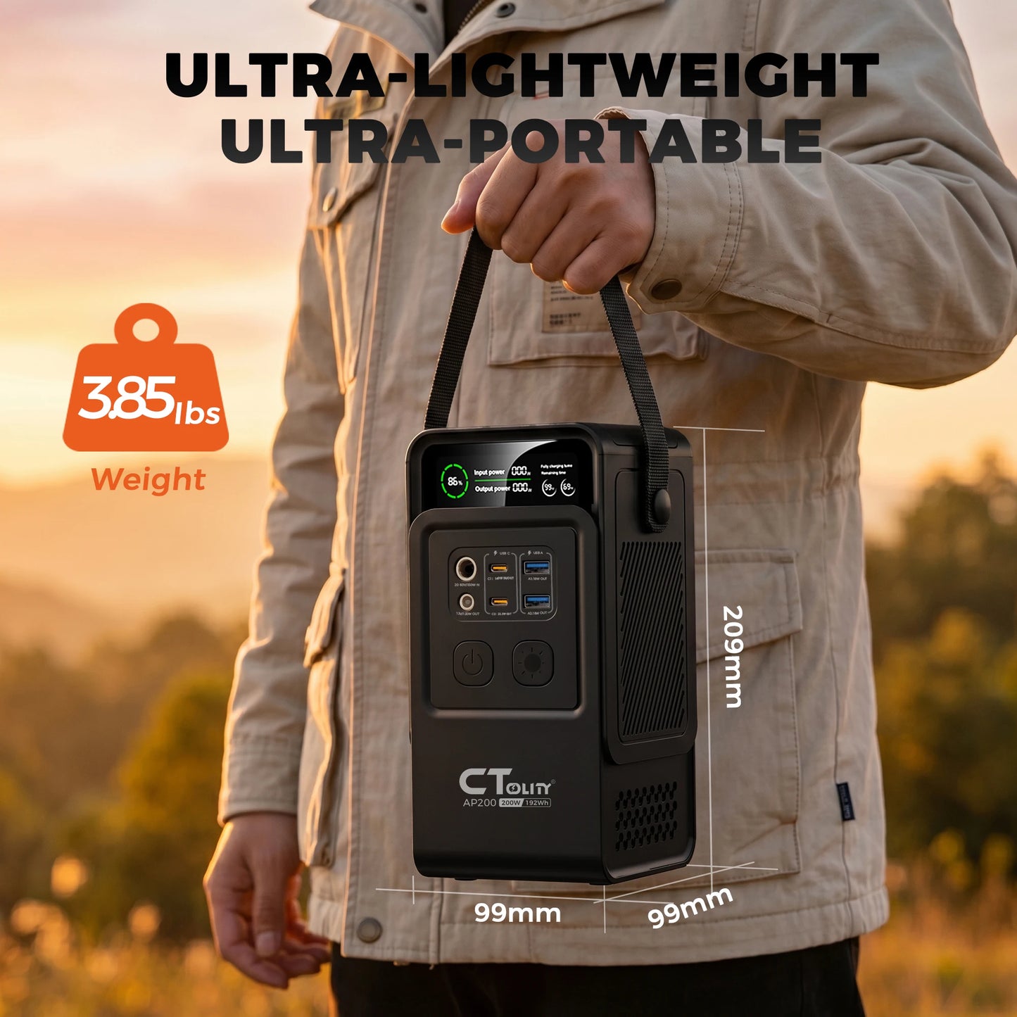 CTOLITY AP200 Portable Power Bank 192Wh LiFePO4 200W Solar Kit