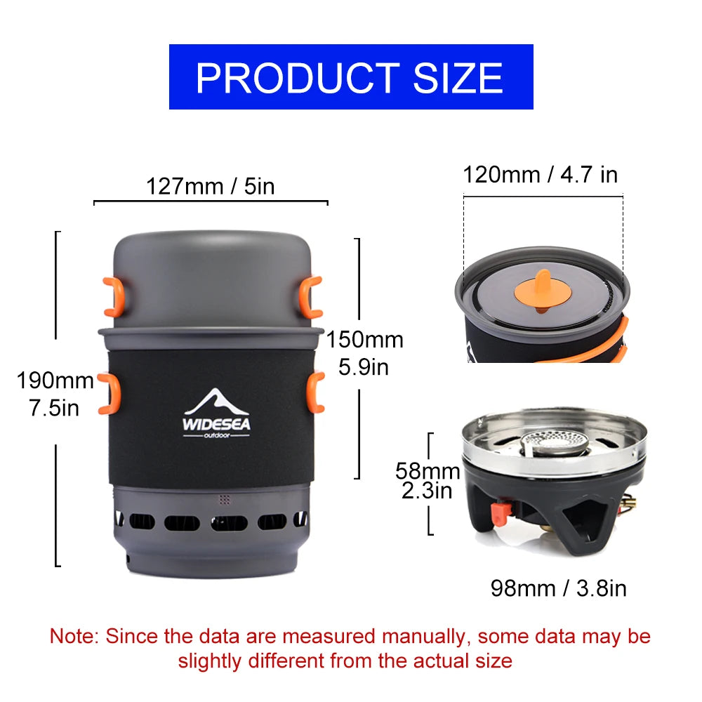 Widesea Camping Cooking System With Heat Exchanger Gas Burner Stove