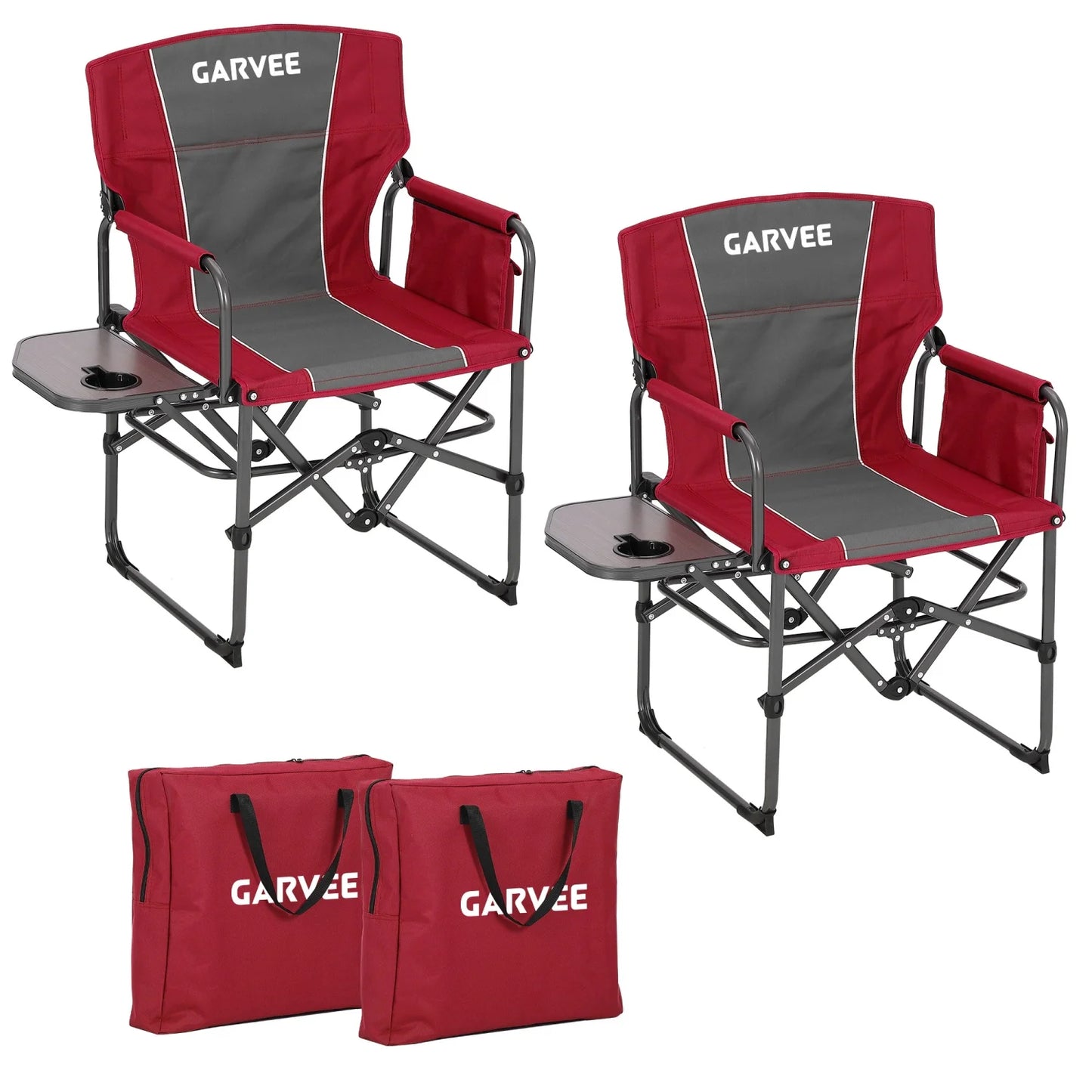 HiMISS Heavy-Duty Folding Directors Chair With Side Table Cup Holder