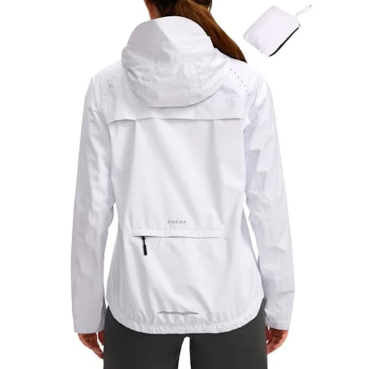 Bikewa Women's Cycling Rain Jackets Waterproof Windbreaker Lightweight Running Windproof Reflective Jacket Packable Hooded