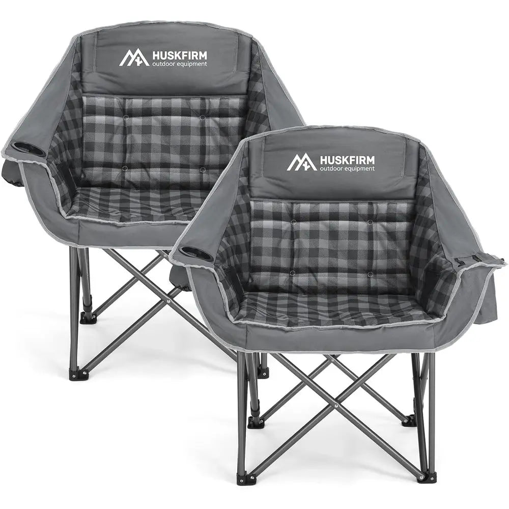 Oversized Padded Camping Chairs With Cup Holder And Cooler Bag