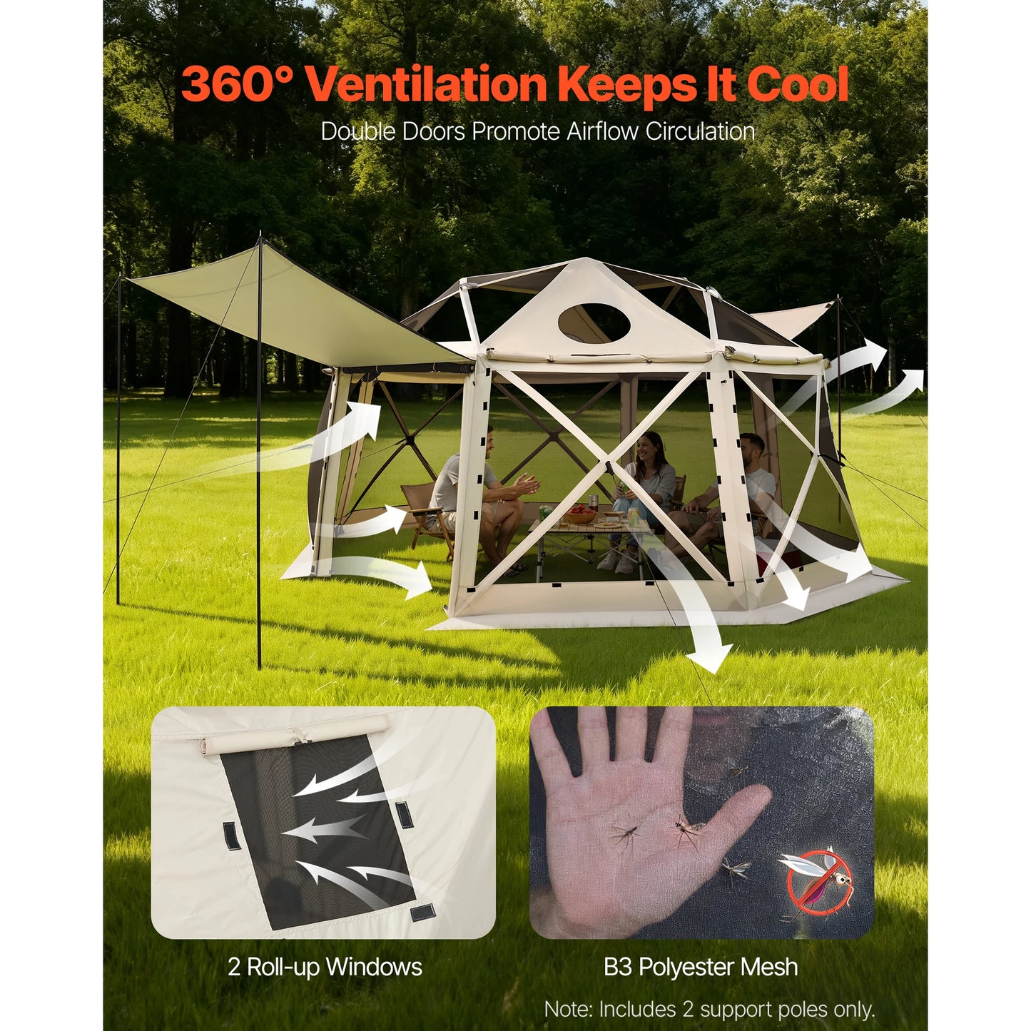 SucceBuy Pop Up Gazebo Screen Tent With Removable Top