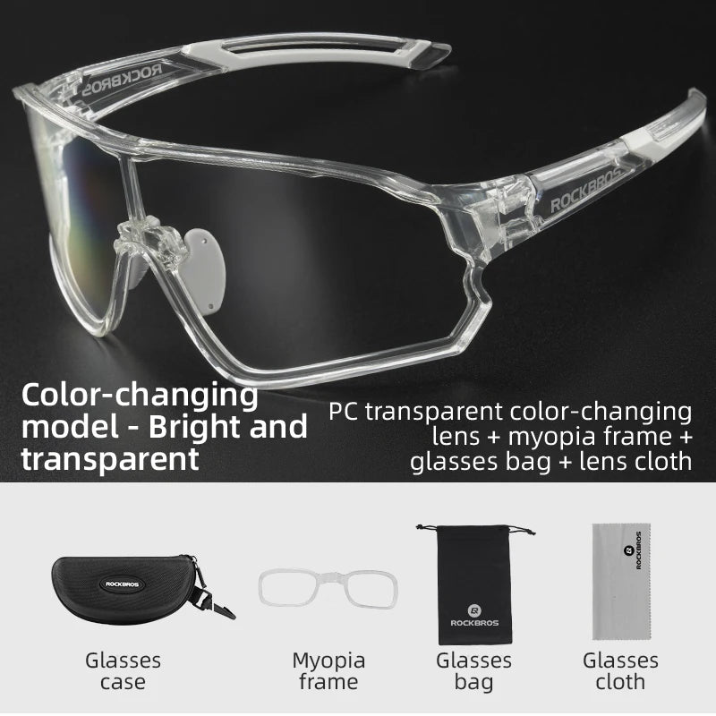 ROCKBROS Photochromic Cycling Sunglasses UV400 For MTB Racing