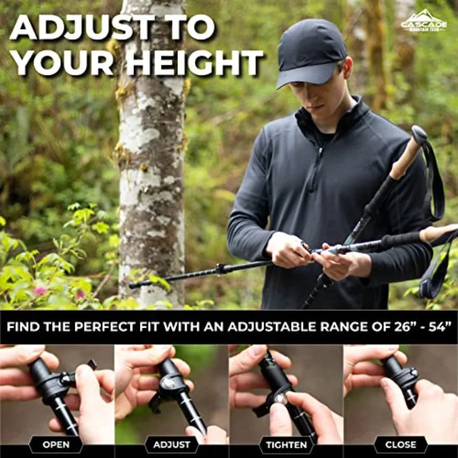 Trekking Poles With Quick Adjustable Locks For Walking And Hiking
