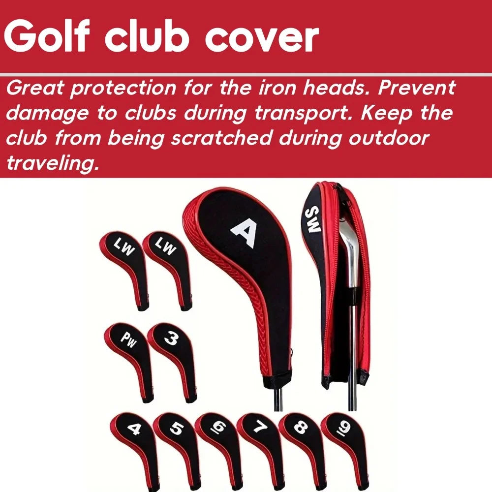 Neoprene Golf Club Covers 12-Piece Set with Zippered Driver Heads