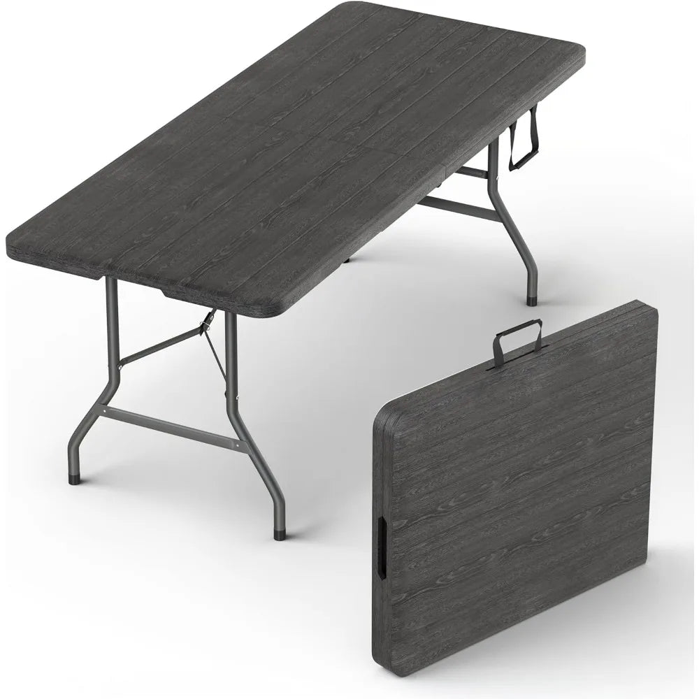 Heavy Duty Folding Table With Handle And Steel Legs
