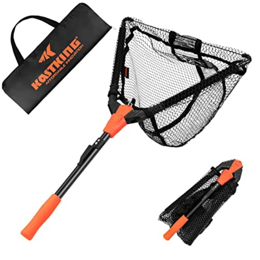 Foldable Lightweight Landing Net With Length Scale And Aluminum Handle