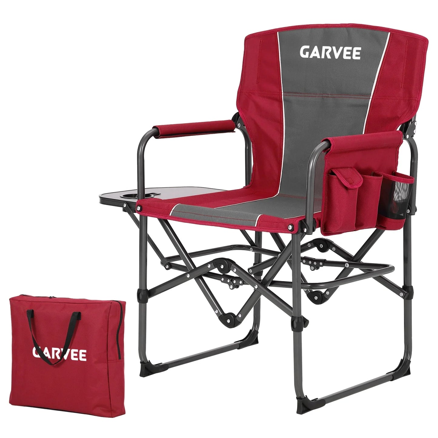 HiMISS Heavy-Duty Folding Directors Chair With Side Table Cup Holder