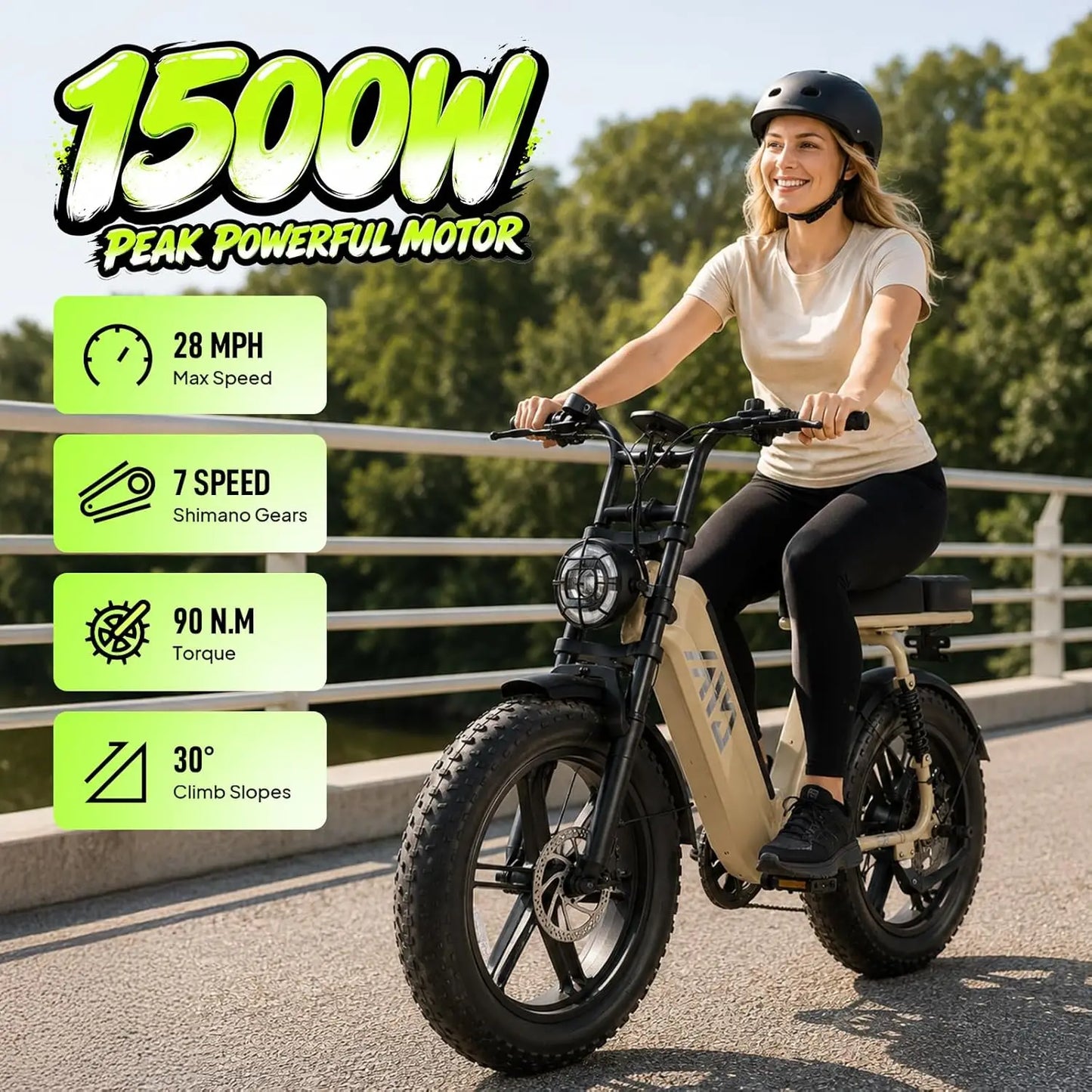 TST 1500W Electric Bike 48V 15Ah With Fat Tire Performance