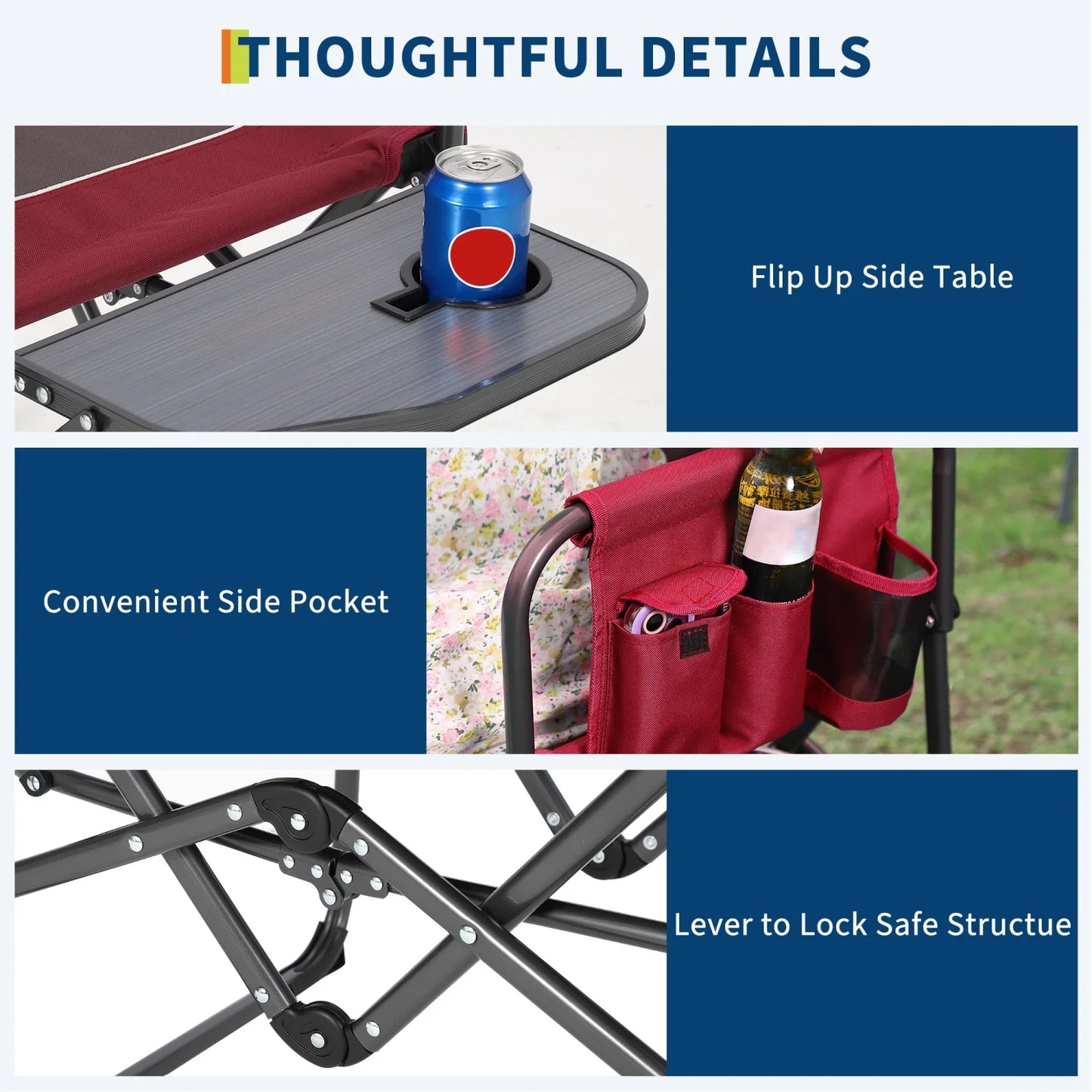 HiMISS Heavy-Duty Folding Directors Chair With Side Table Cup Holder