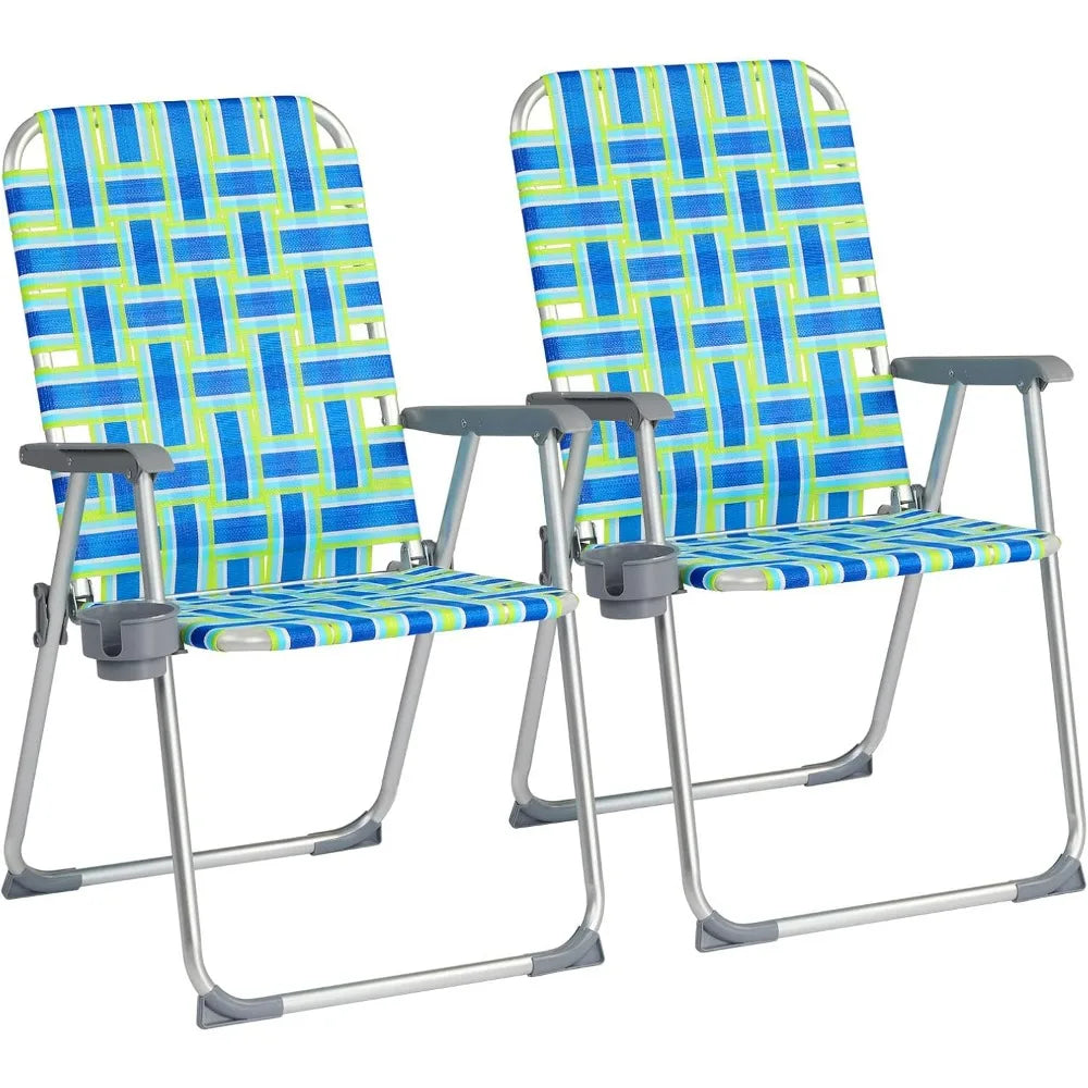Aluminum Folding Patio Chairs With Detachable Cup Holders 2Pack