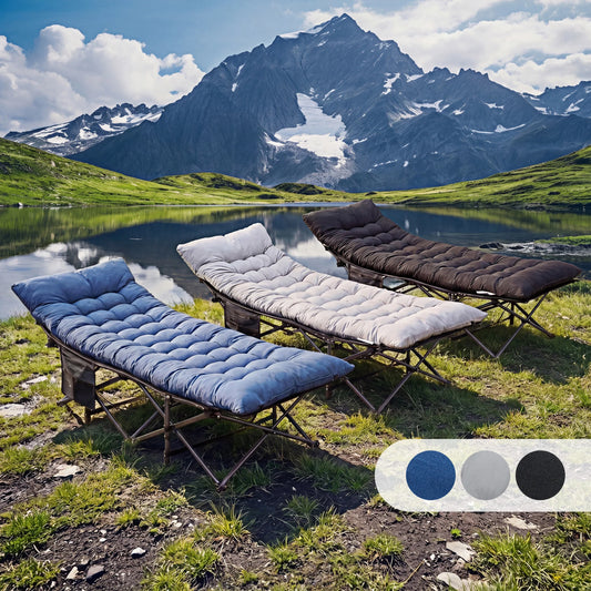 JHK Portable Folding Camping Bed Lounge Chair With Storage