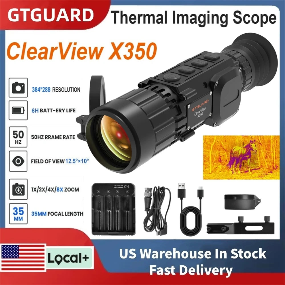 GTGUARD ClearView X350 Night Vision Monocular 4X Digital Zoom Thermal Imaging Scope Goggles 384*288 Resolution Camera Telescope