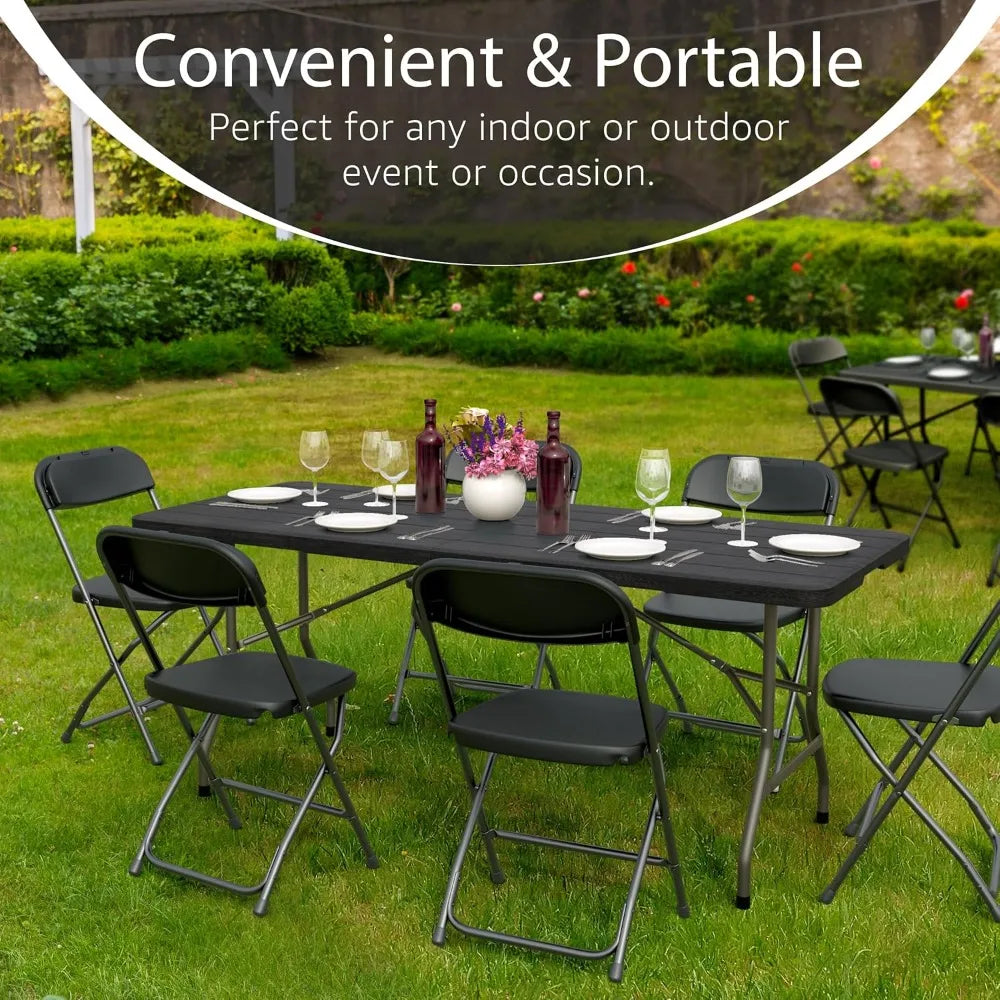 Heavy Duty Folding Table With Handle And Steel Legs
