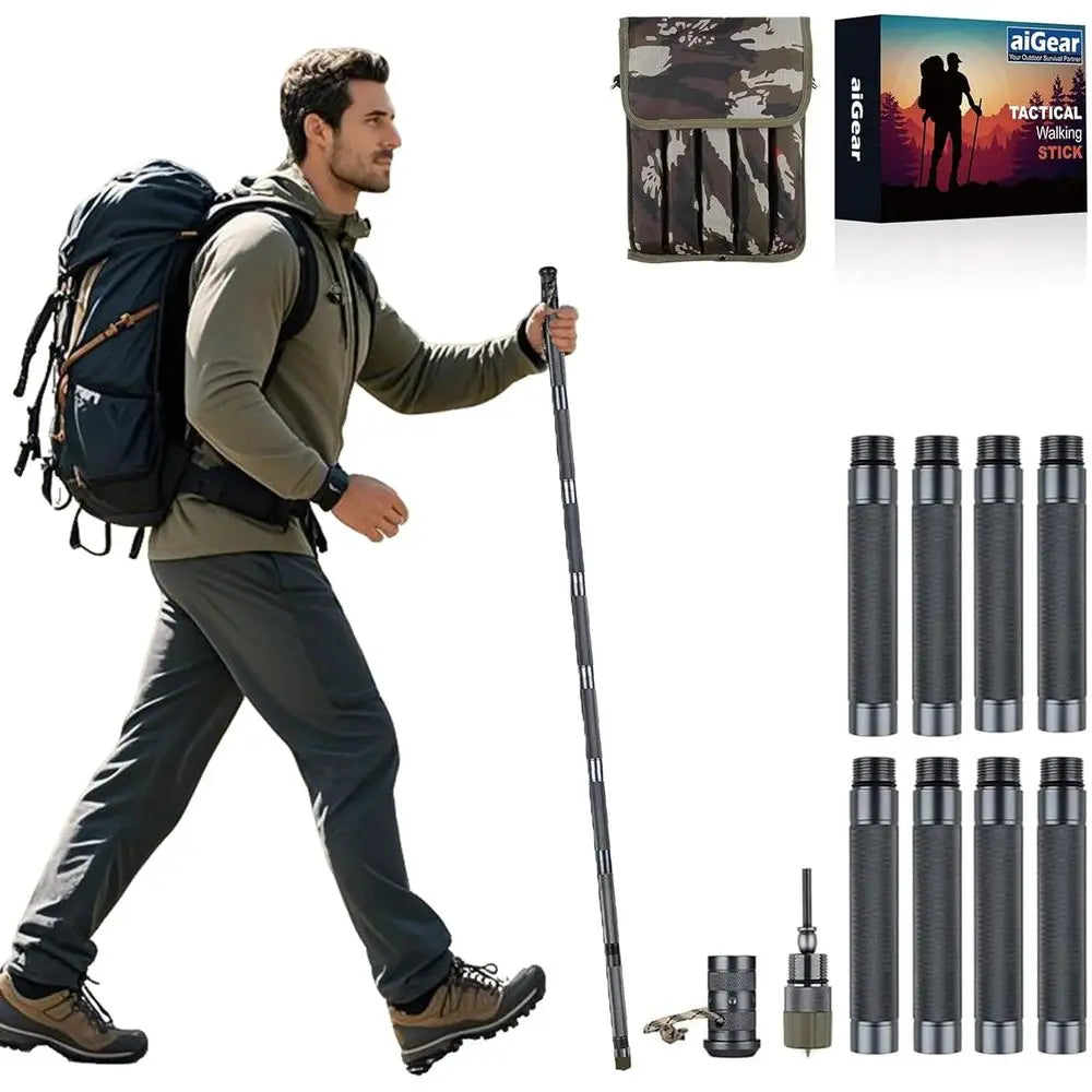 7-in-1 Tactical Walking Stick for Survival and Trekking