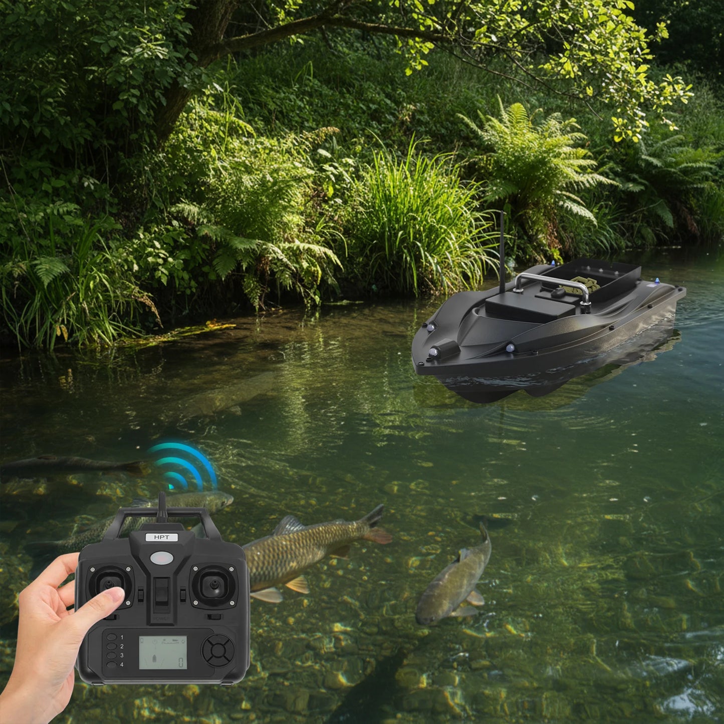 Bymaocar Fishing Bait Boat With GPS And Remote Control Lakes
