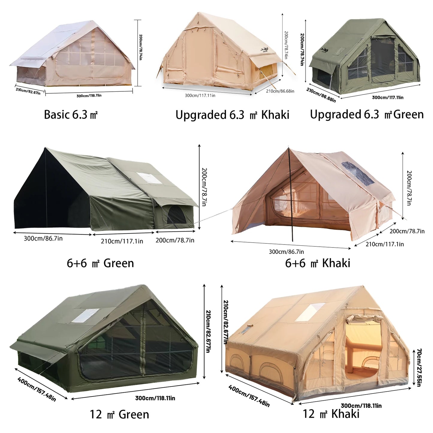 Large Inflatable Camping Tent With Skylight And Quick Air Flow Mesh