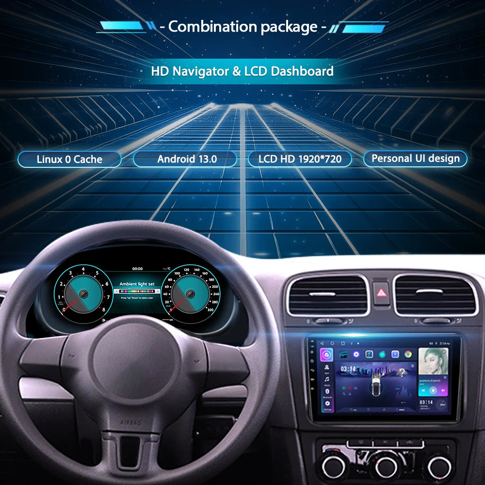 WOWUSEFUL Digital Dashboard Cluster For VW Golf 6 MK6