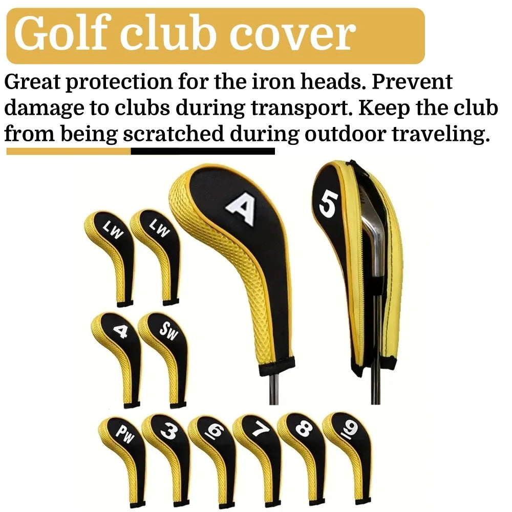 Neoprene Golf Club Covers 12-Piece Set with Zippered Driver Heads