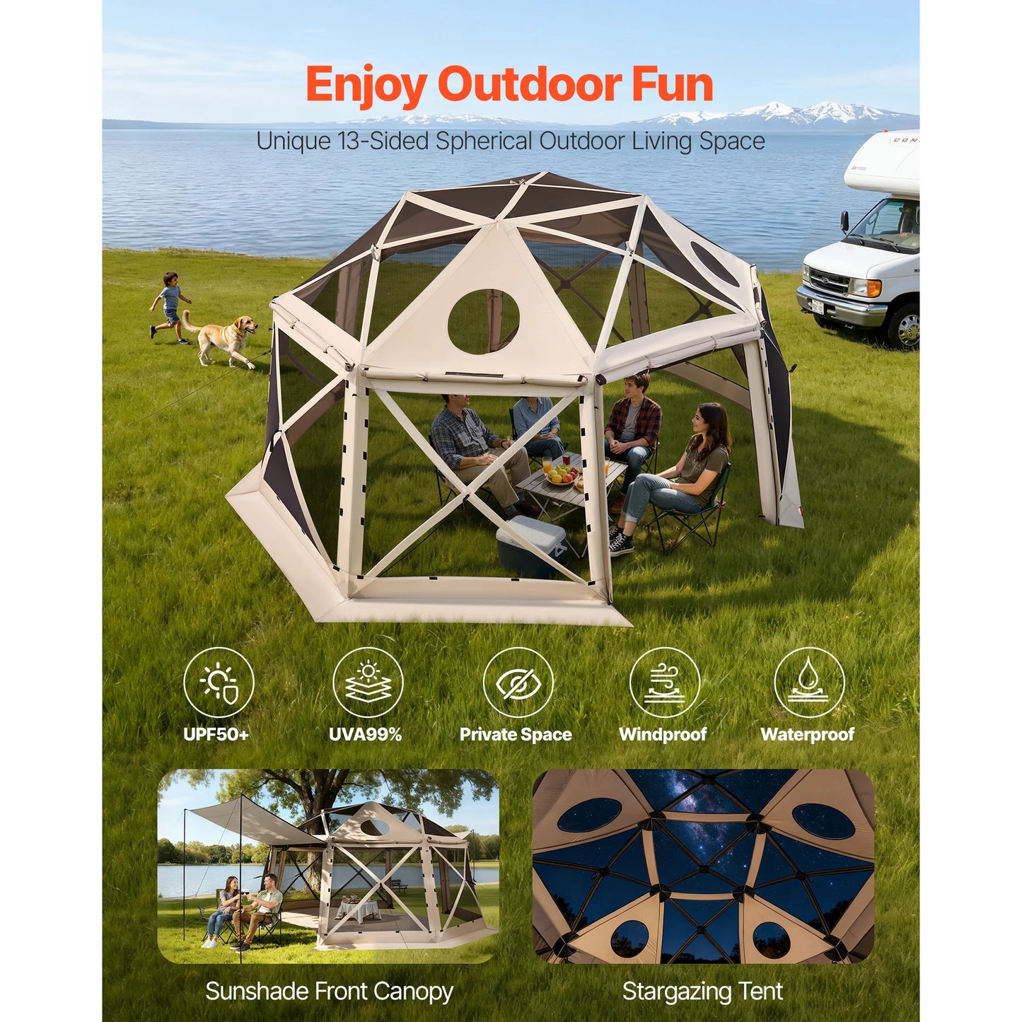 SucceBuy Pop Up Gazebo Screen Tent With Removable Top