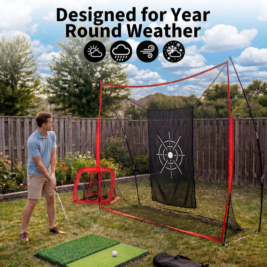 HiMISS Golf Practice Net With Chipping Goal And Carry Bag