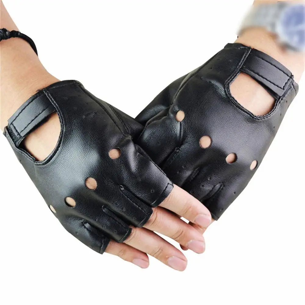 YJSFG HOUSE Leather Fingerless Mittens for Men and Motorcycle Riders
