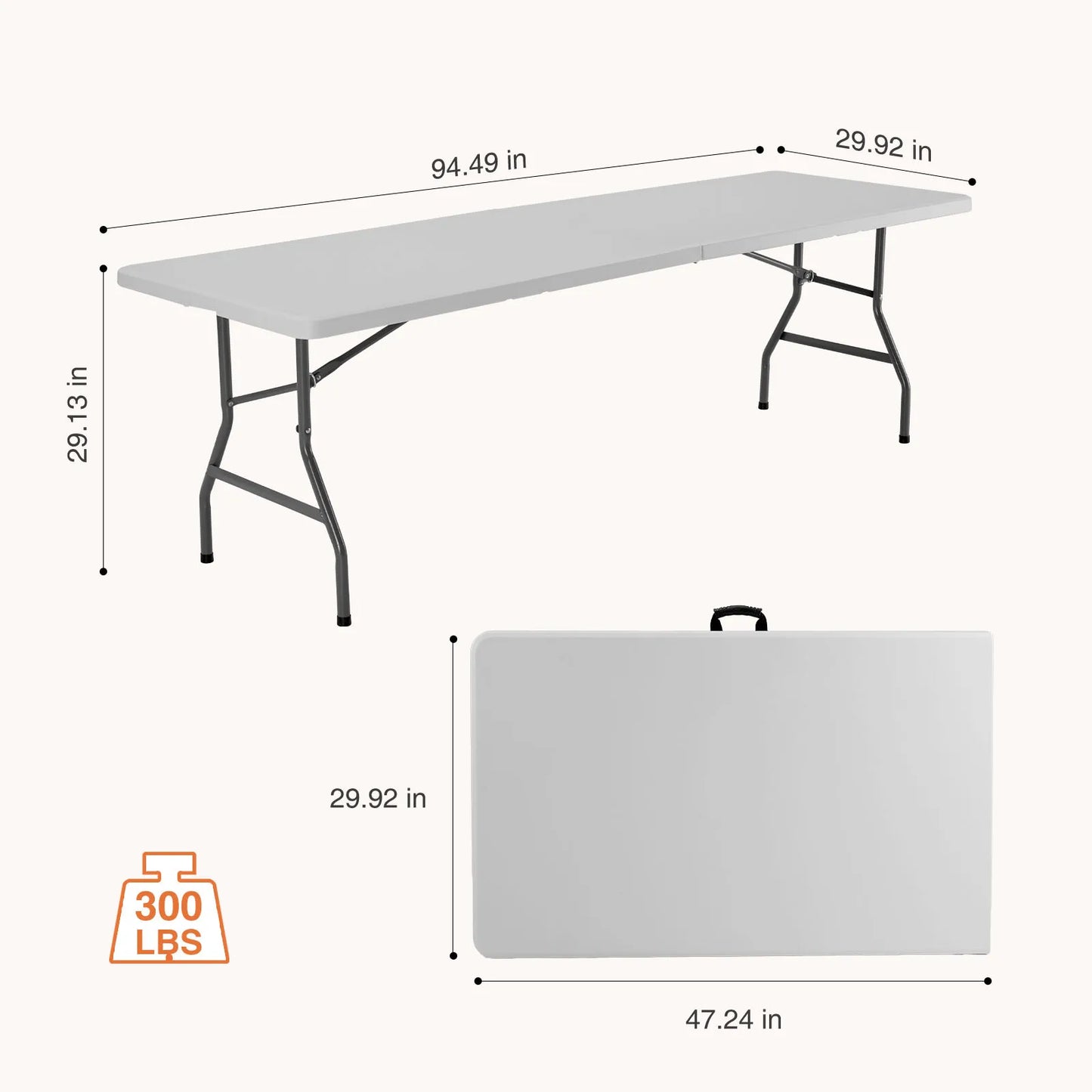 JHK Portable Folding Table Outdoor Indoor Heavy Duty With Handle