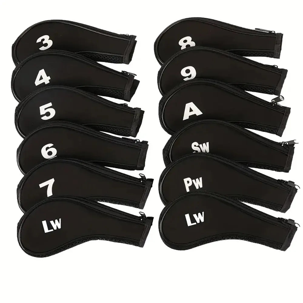 Neoprene Golf Club Covers 12-Piece Set with Zippered Driver Heads