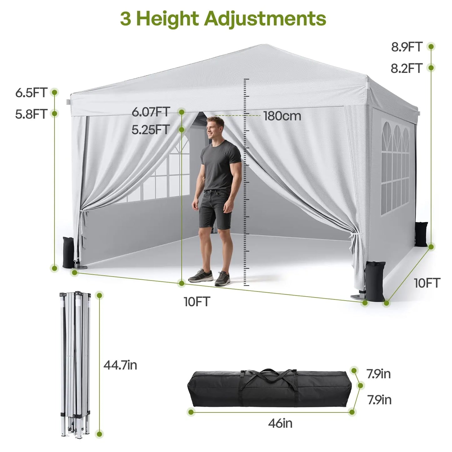 Pop Up Canopy With Sidewalls Instant Gazebo Tent For Events