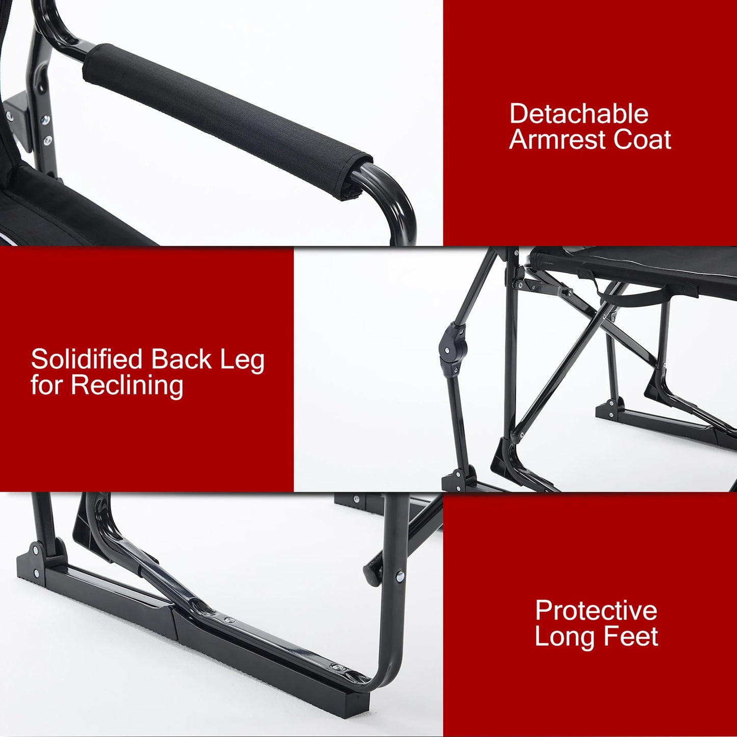 JHK Outdoor Folding Camping Chair With Mesh Back And Armrests