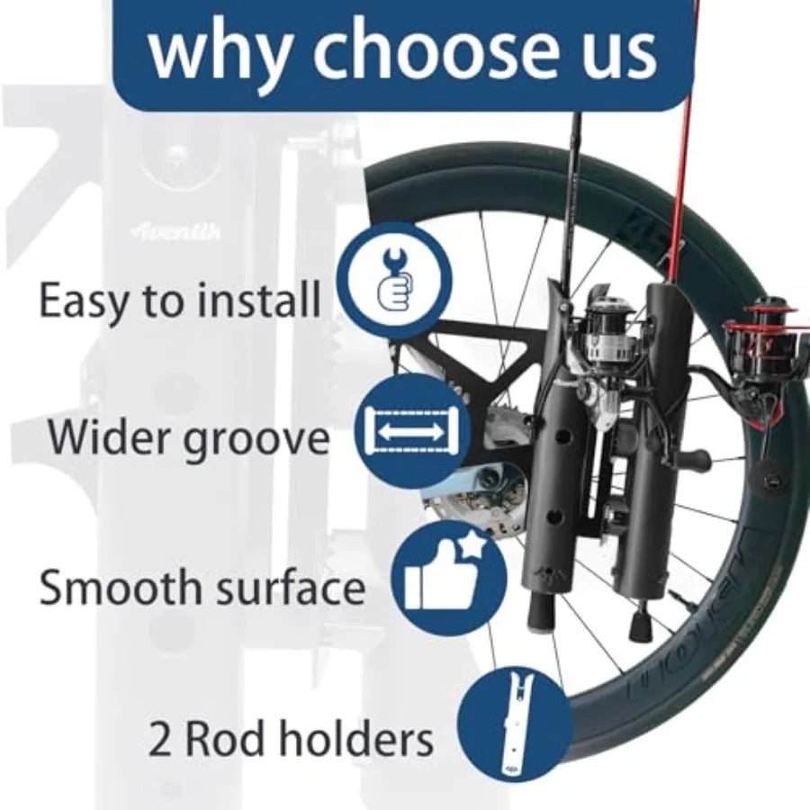 Bike Fishing Rod Holder for Bike Hold 2 Rods Easy to Mount Secure Stable Fishing Pole Holders