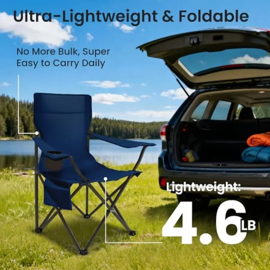 Portable Camping Chairs 4 Pack With Cup Holder And Pocket