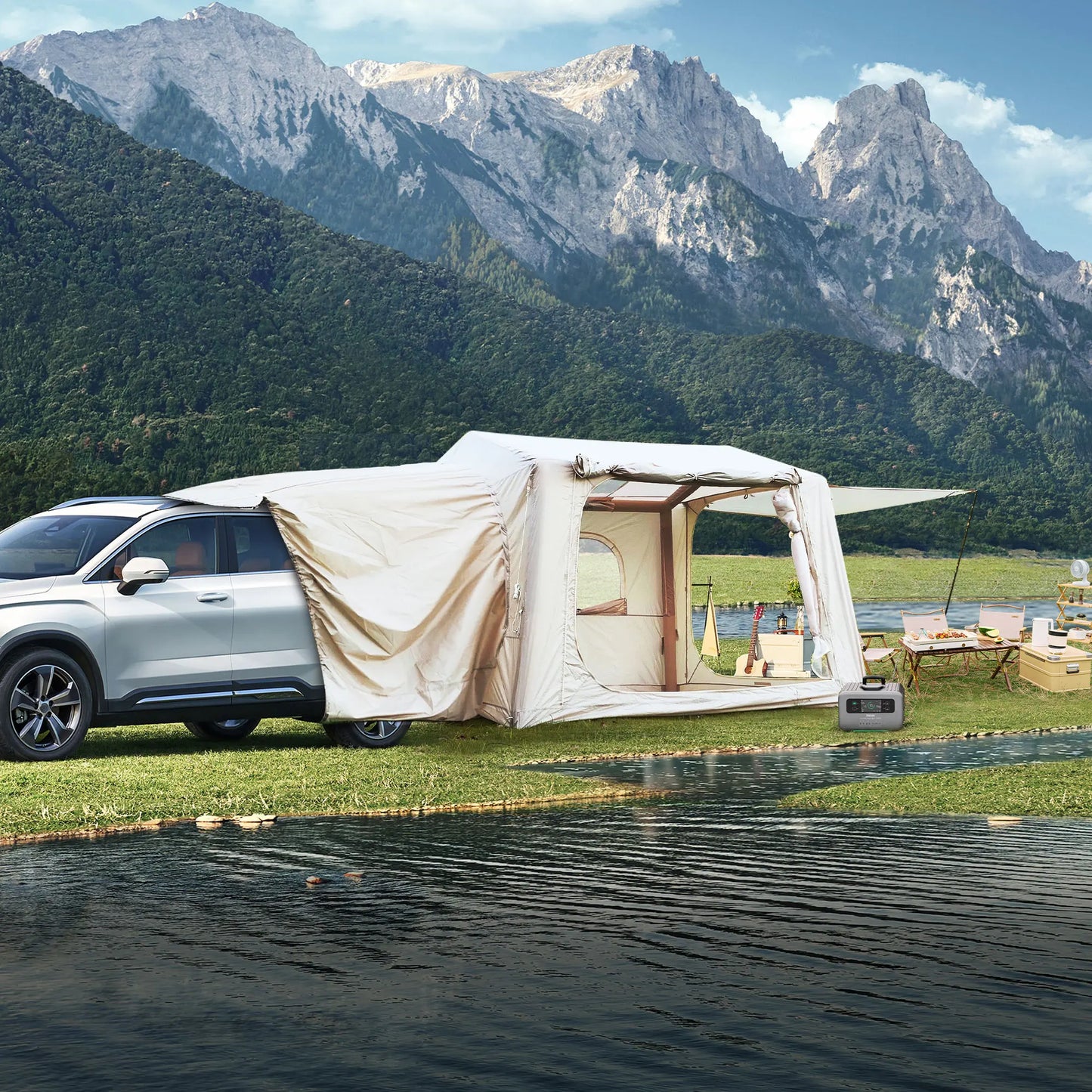 Inflatable Camping Tent For SUV Easy Setup Waterproof Glamping Shelter