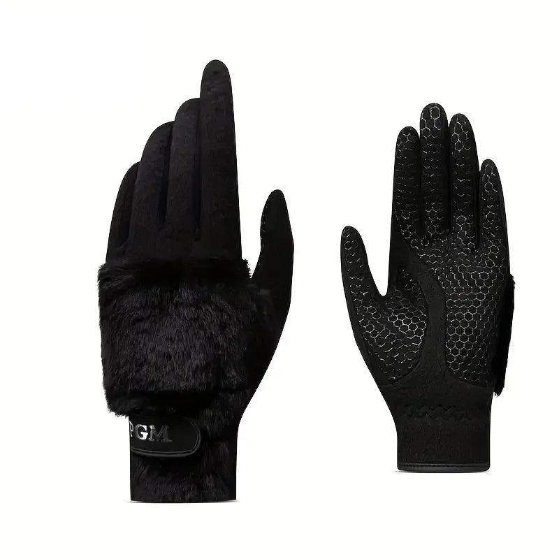 Outdoor Golf Gloves Plush Faux Rabbit Fur Non Slip Warm