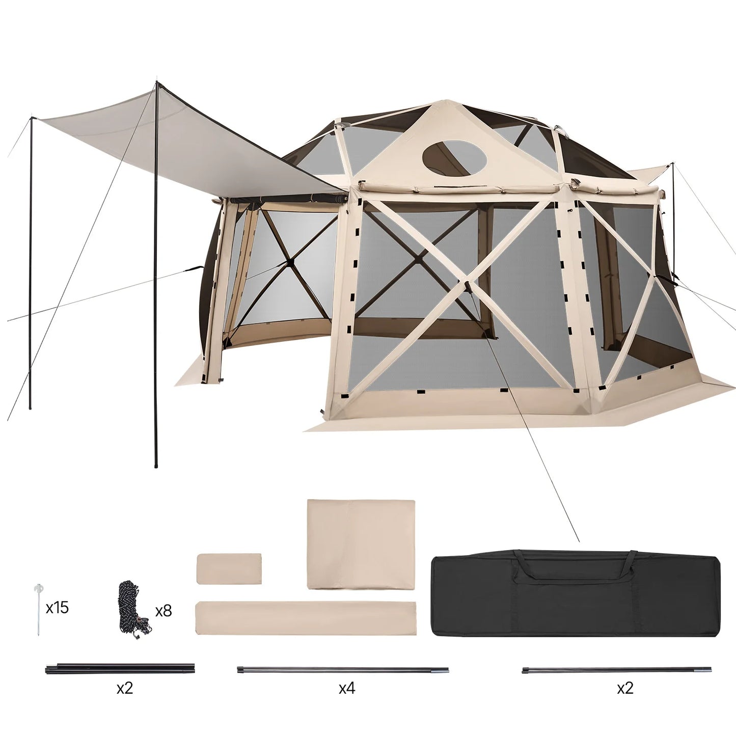 SucceBuy Pop Up Gazebo Screen Tent With Removable Top