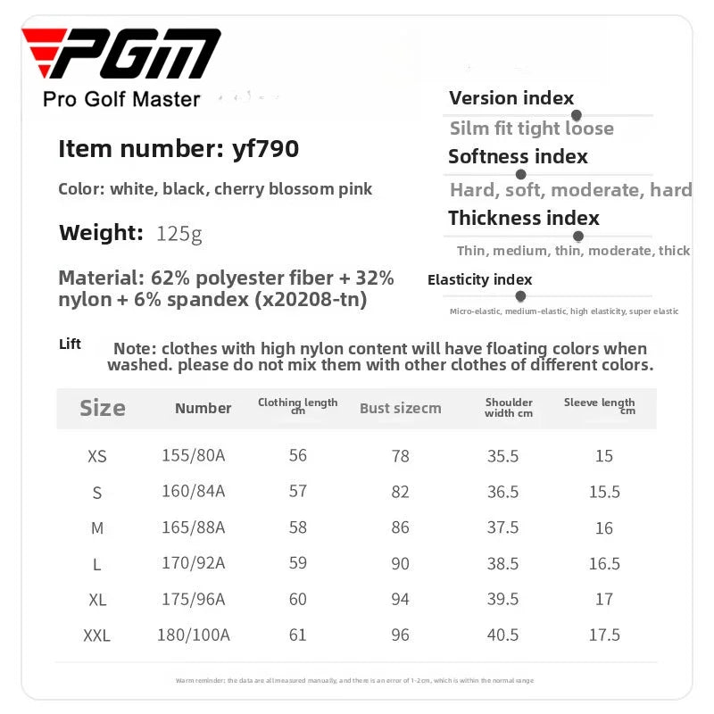 PGM Women's Short Sleeve Golf Polo Shirt YF790 Outdoor Sports