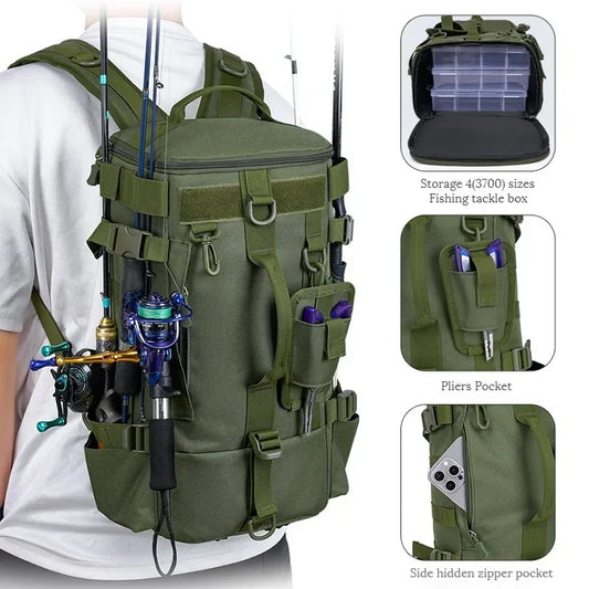Multifunctional Fishing Backpack With Rod Storage For Outdoor Use